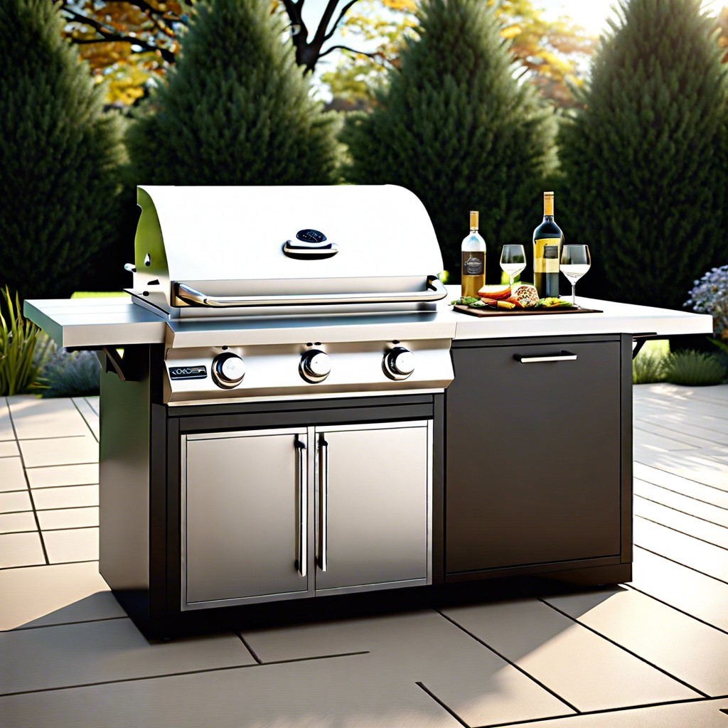 modern stainless steel grill island