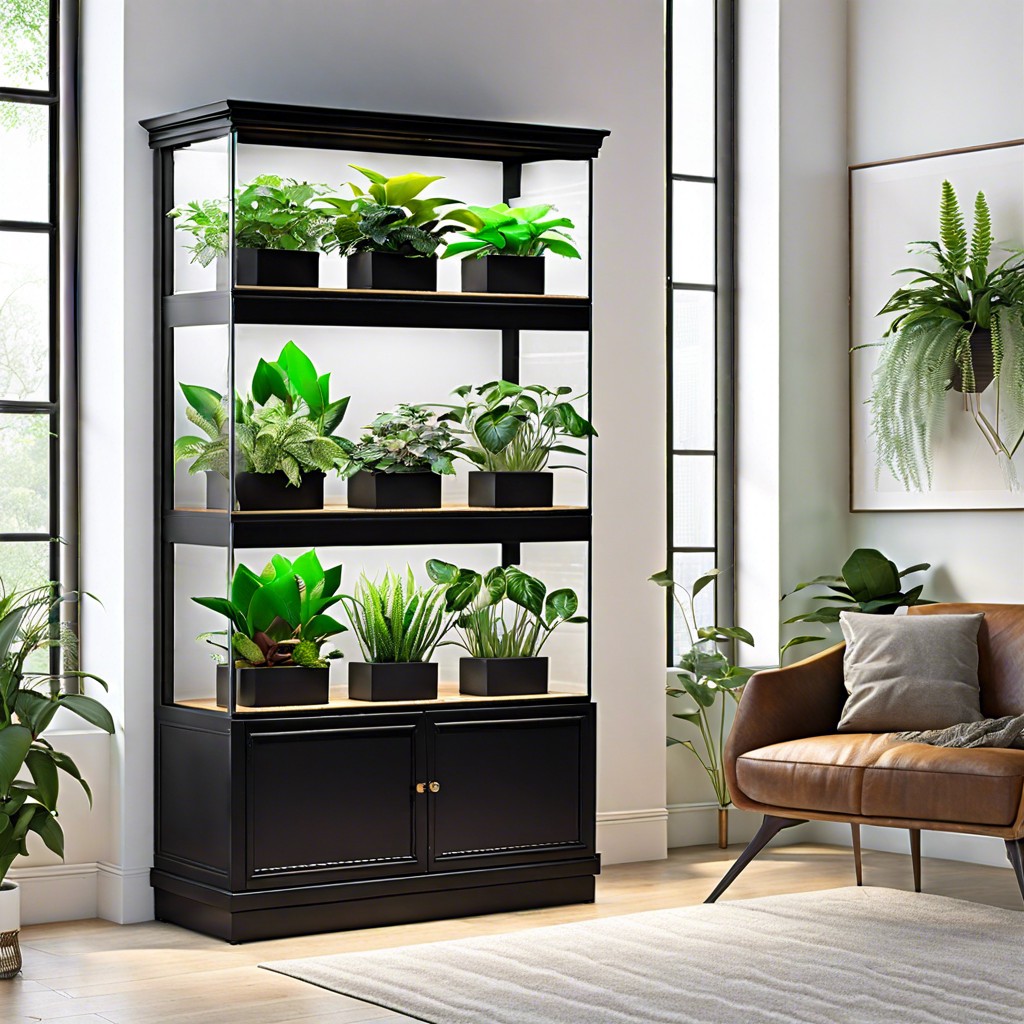 multi tier plant display cabinet