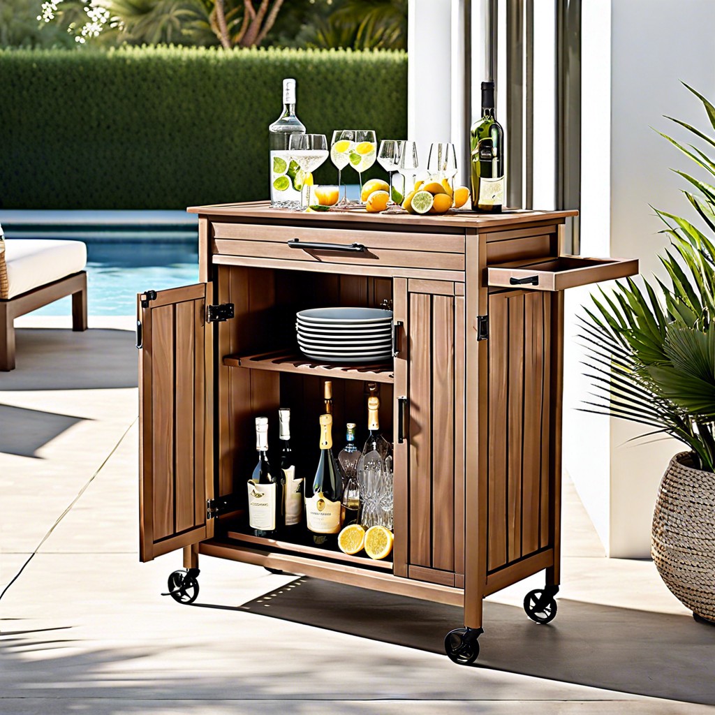 outdoor bar cart cabinet
