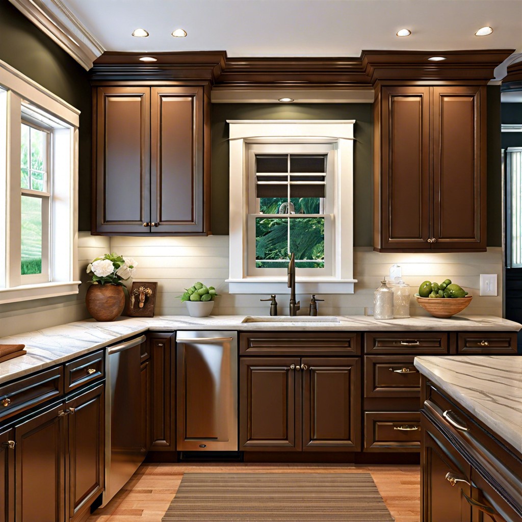 painted molding to contrast with cabinets