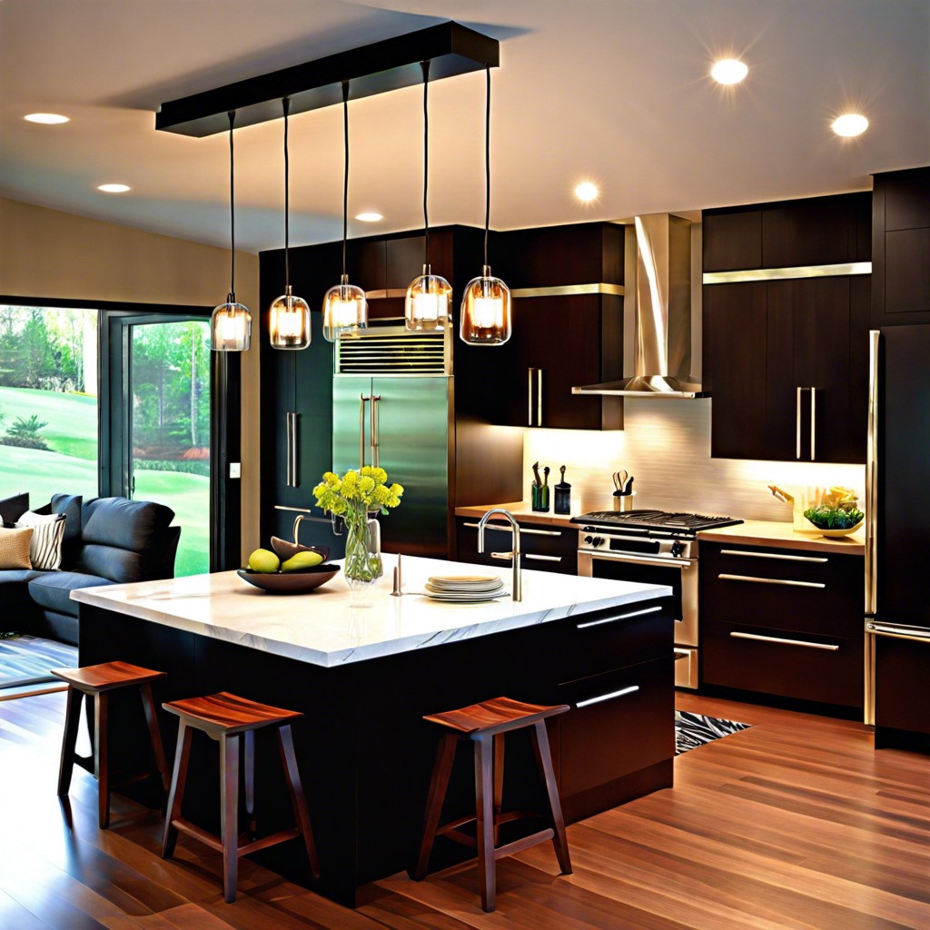 pendant lights over island cabinetry