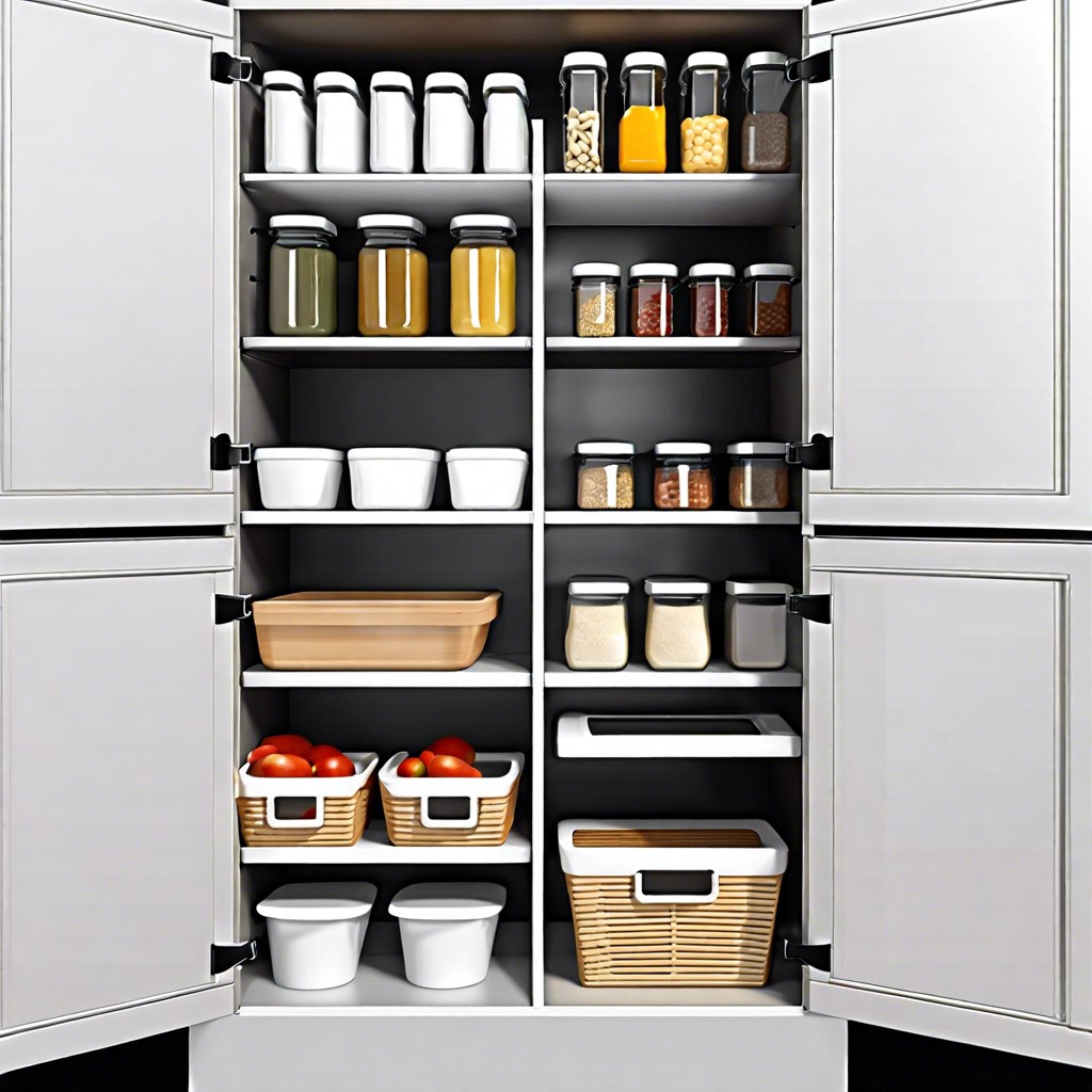 pull out pantry with ingredient bins