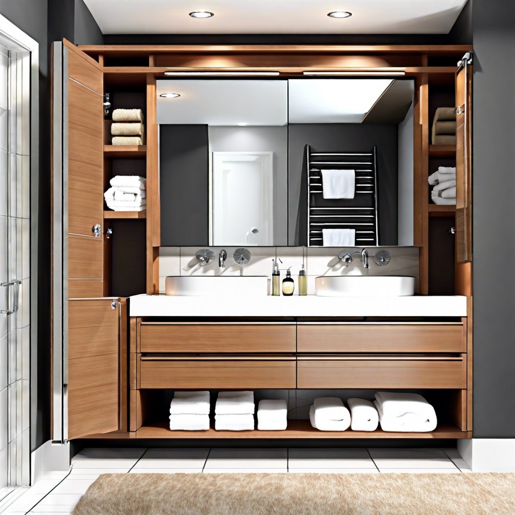 recessed cabinet with sliding mirror doors