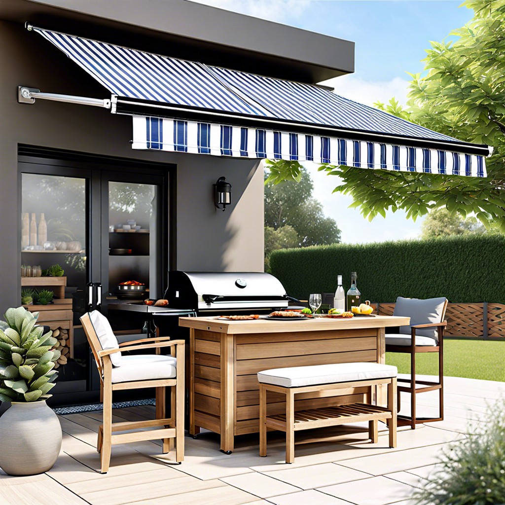 retractable awning over bbq station