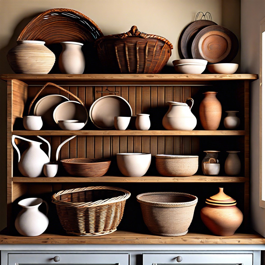 rustic baskets and pottery
