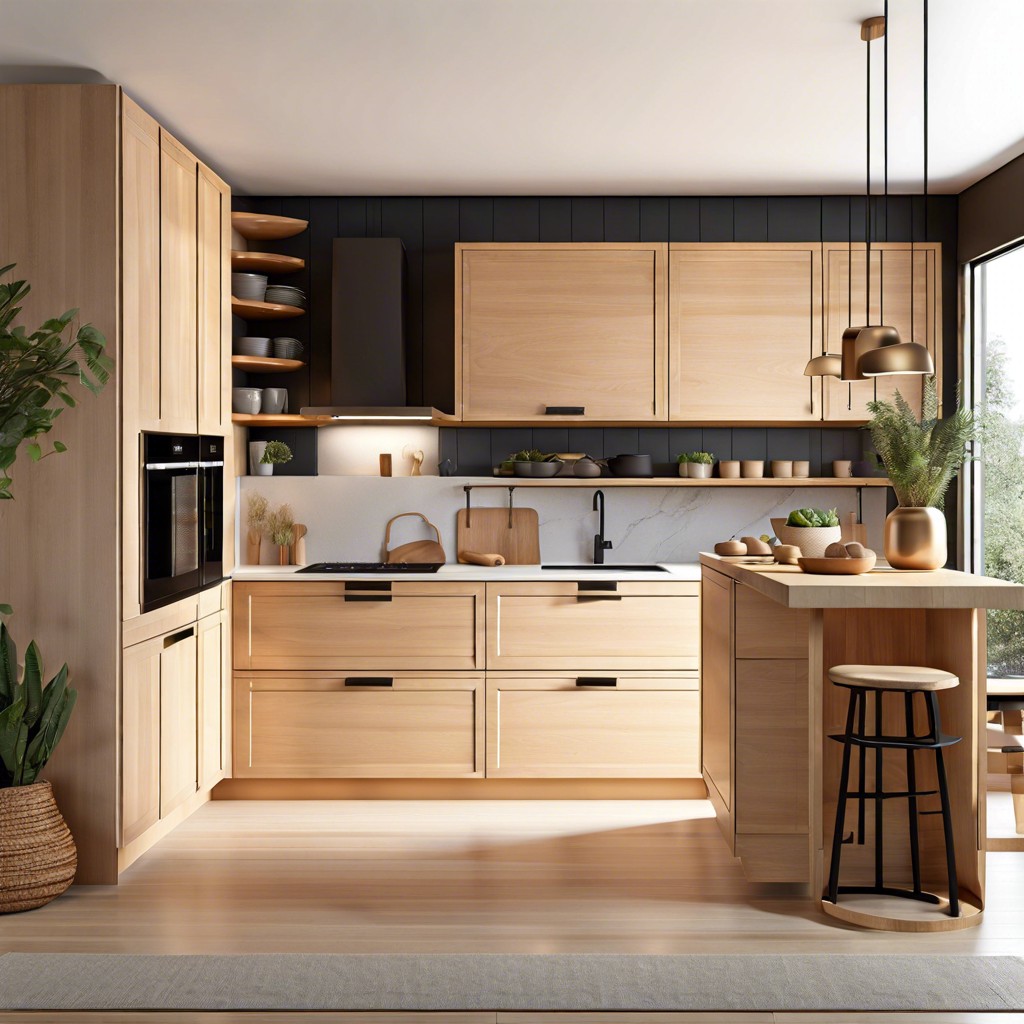 scandinavian simplicity with light wood and minimalistic handles