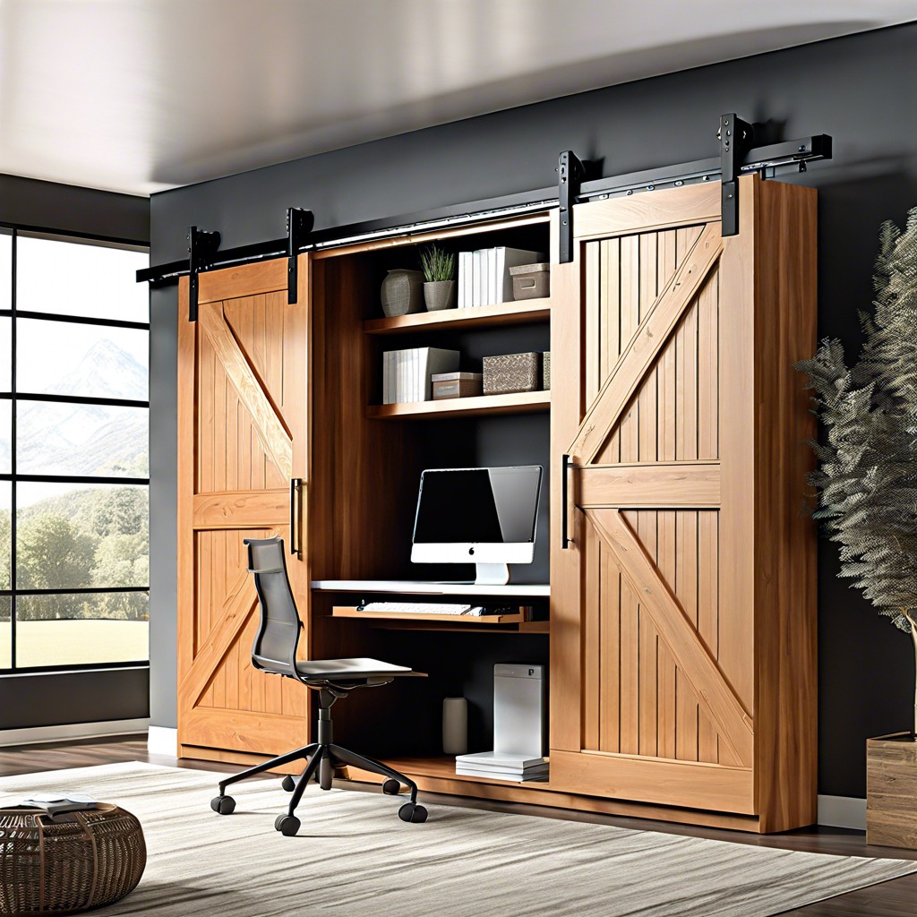 sliding barn door office cabinet