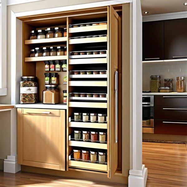 15 Over The Stove Cabinet Ideas To Maximize Your Kitchen Space Sliding Spice Rack Cabinets 600x600