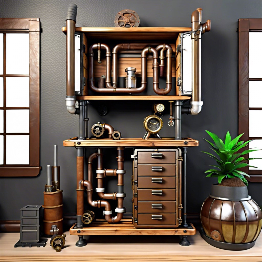 steampunk pipe shelf