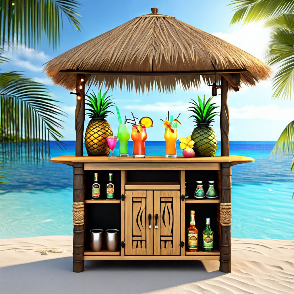 tropical tiki bar cabinet