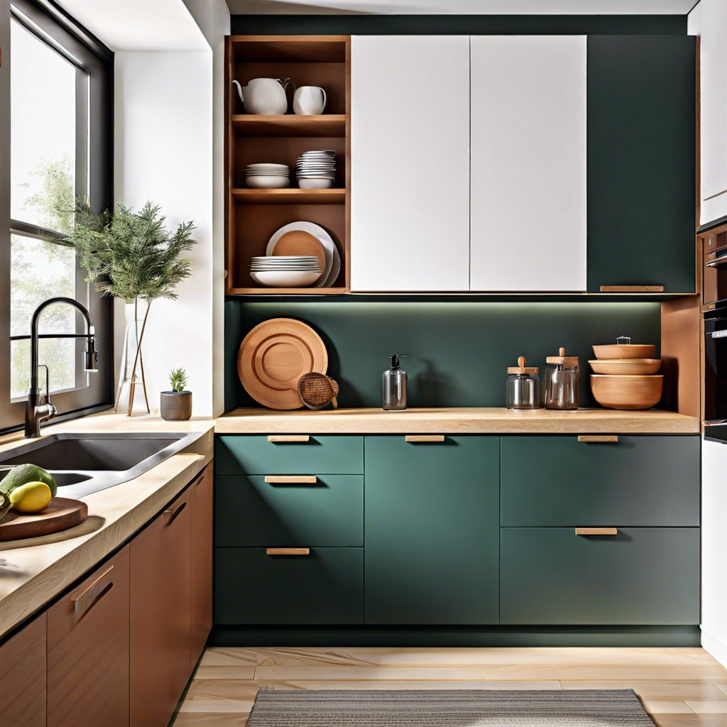 two tone cabinets with contrasting colors