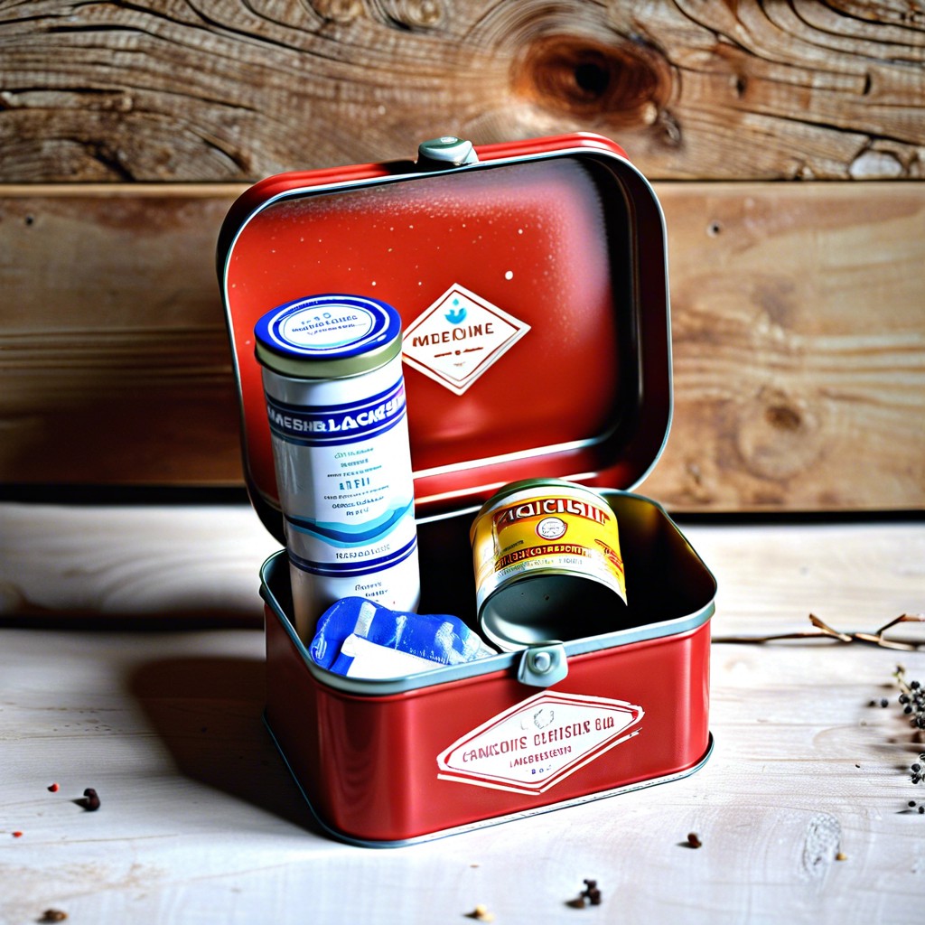 upcycle a cookie tin box for a portable medicine kit