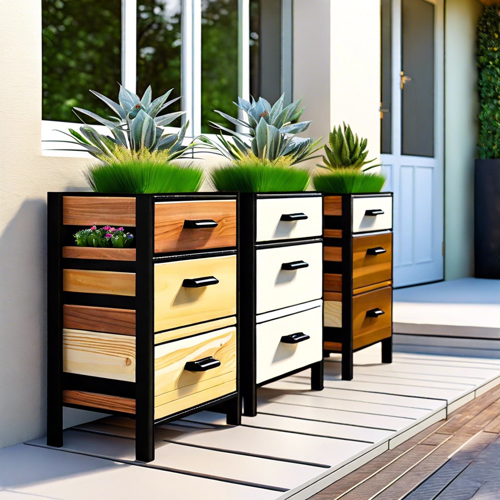 upcycled drawer planter cabinets