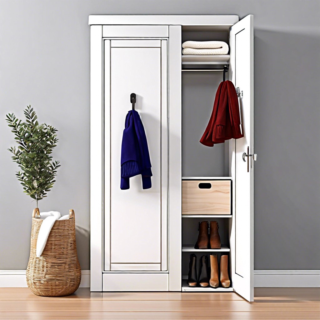 utilize the back of doors with slimline storage for scarves and gloves