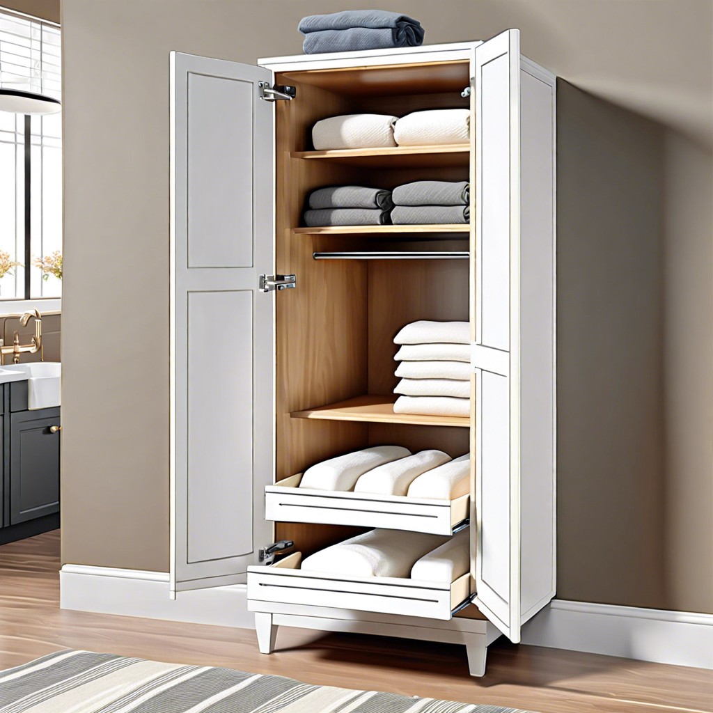 vertical pull out linen storage