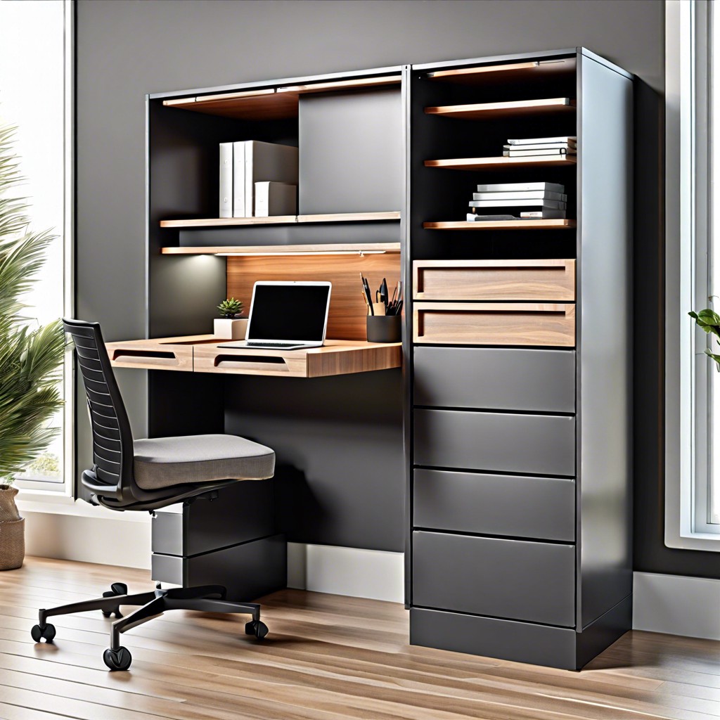 vertical storage columns with rotating drawers