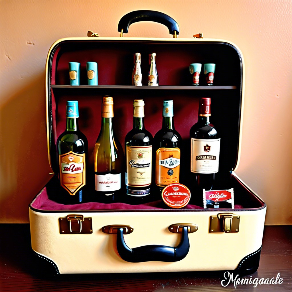 vintage suitcase bar