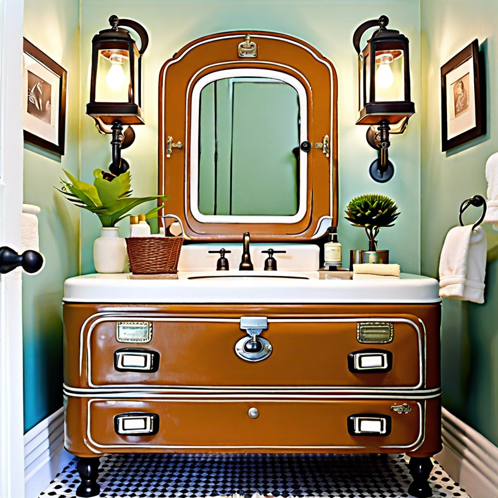 vintage suitcase vanity