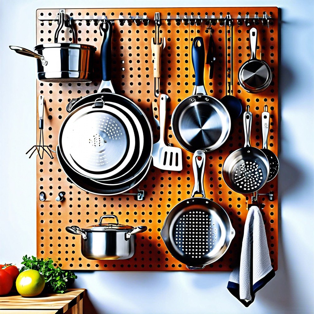 wall mounted pegboards with adjustable hooks