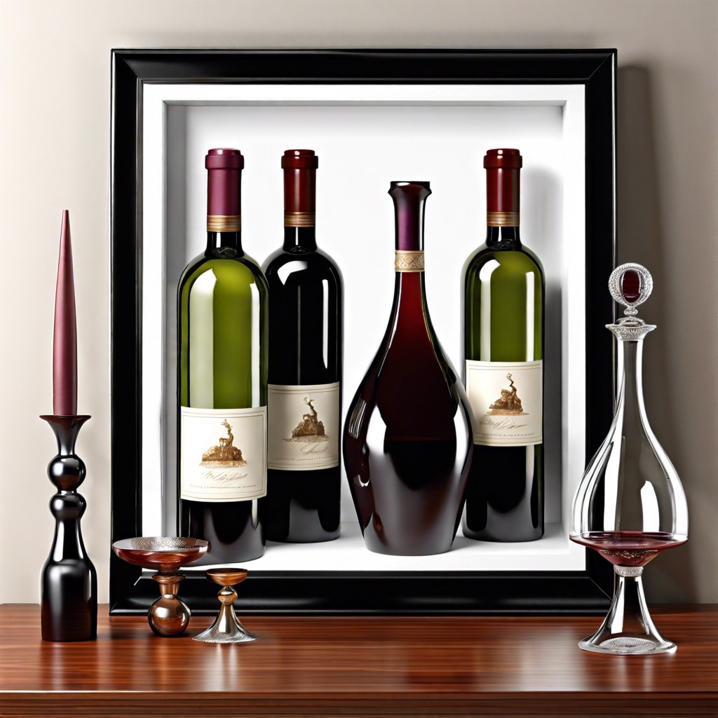 wine bottles and decorative decanters