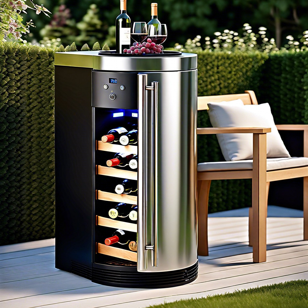 wine cooler integrated into a garden or patio bar