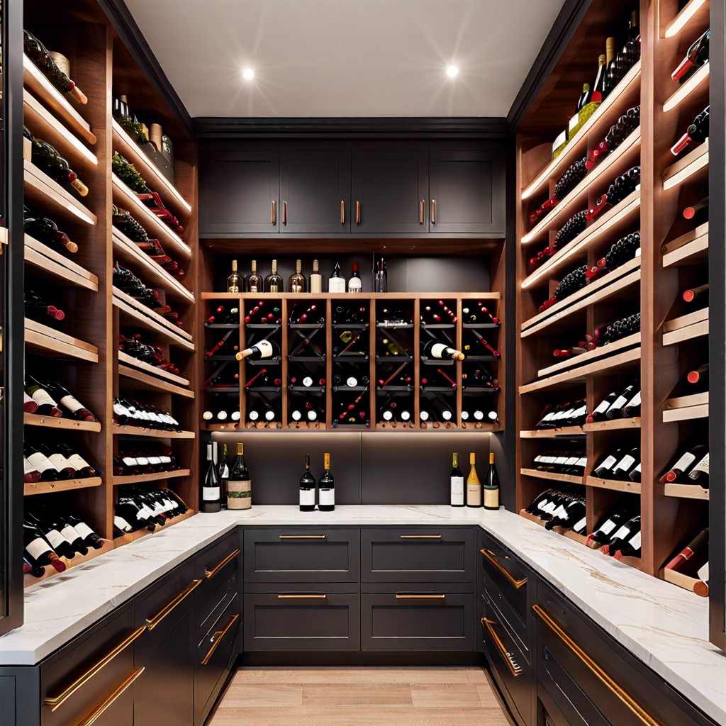 wine rack in pantry shelving