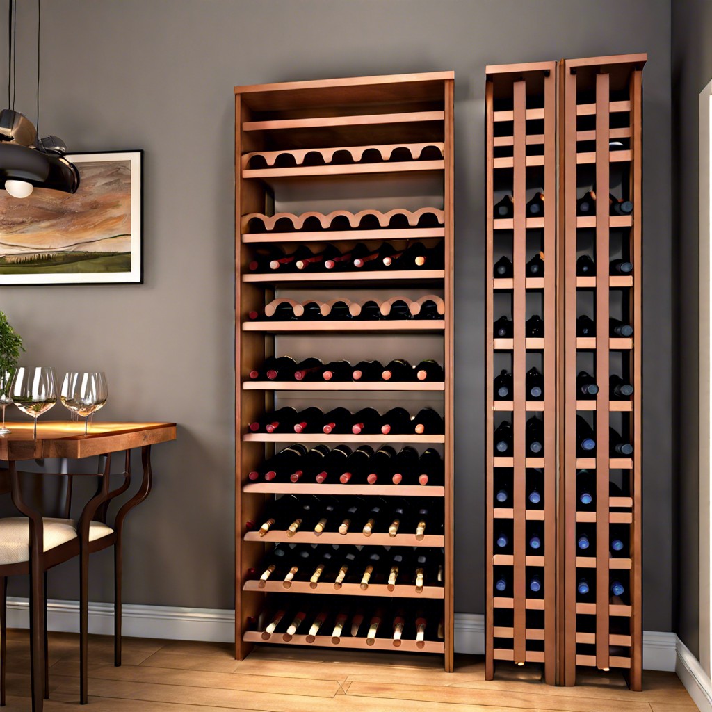 wine rack within dining room divider