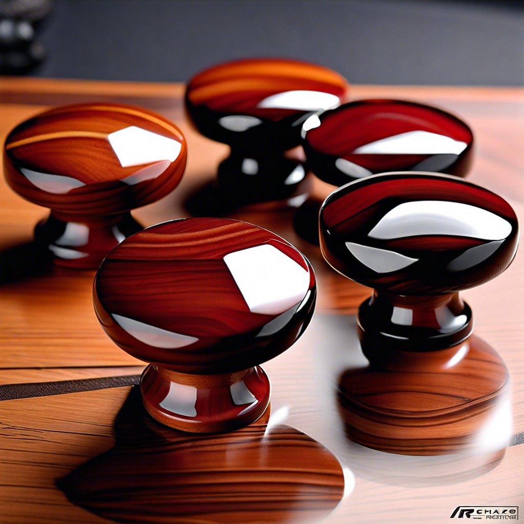 wooden knobs with lacquered cherry finish