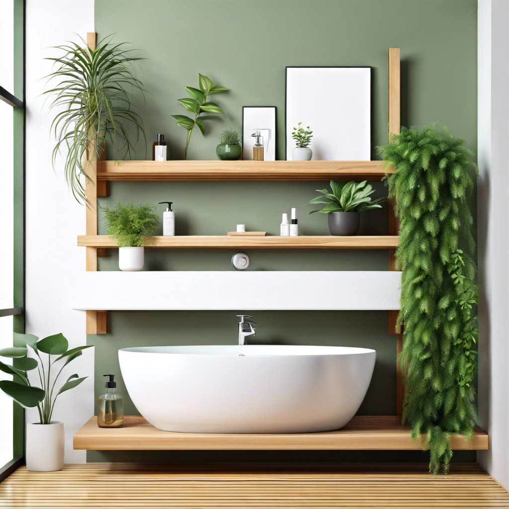 wooden shelf with plants