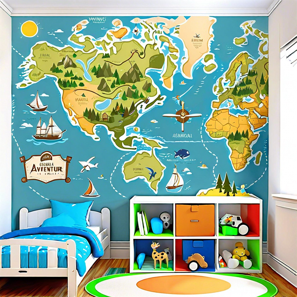 adventure maps on walls