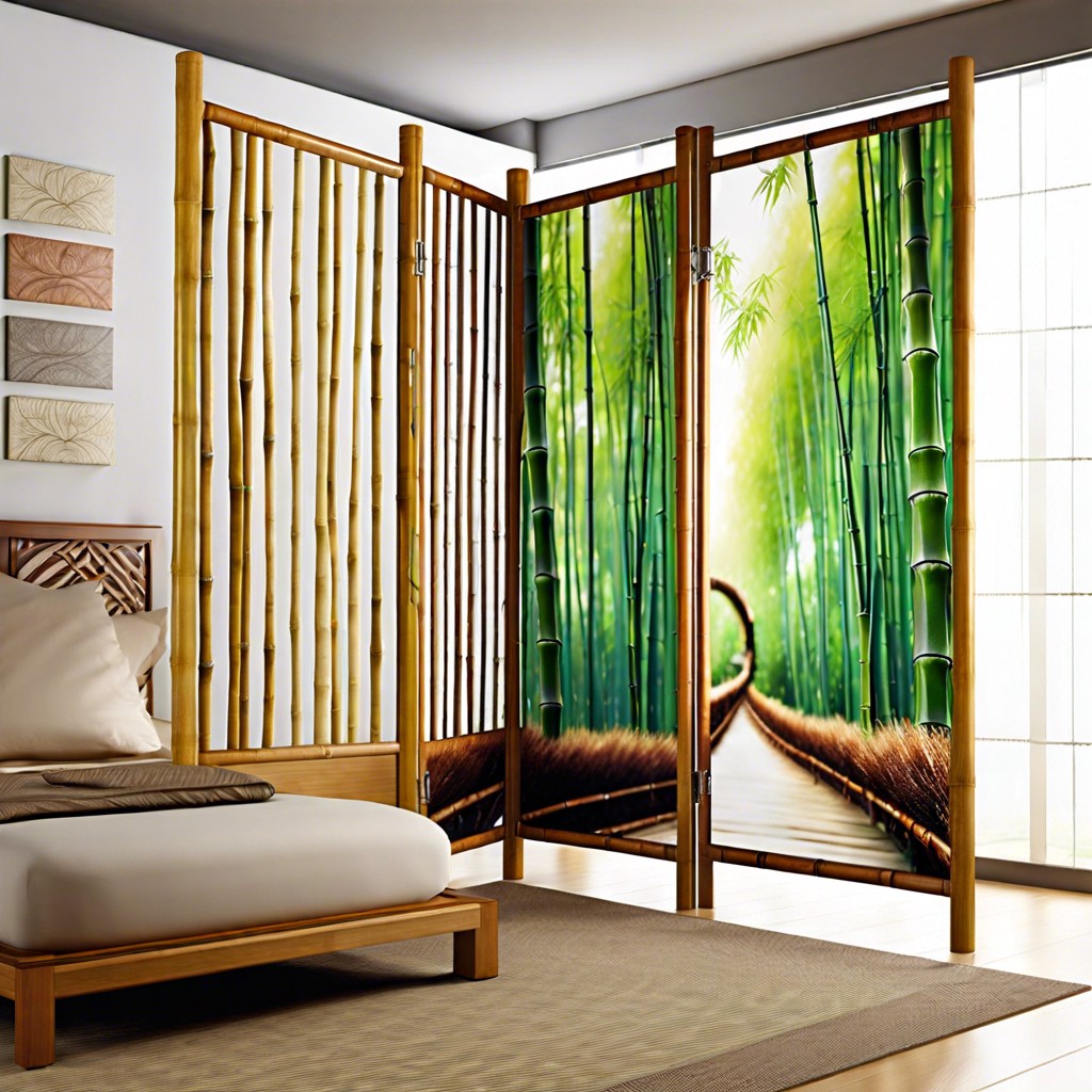 bamboo screen with fabric inserts
