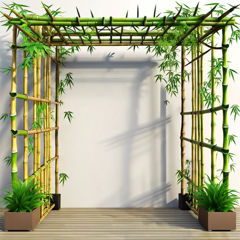 bamboo trellis with climbing plants
