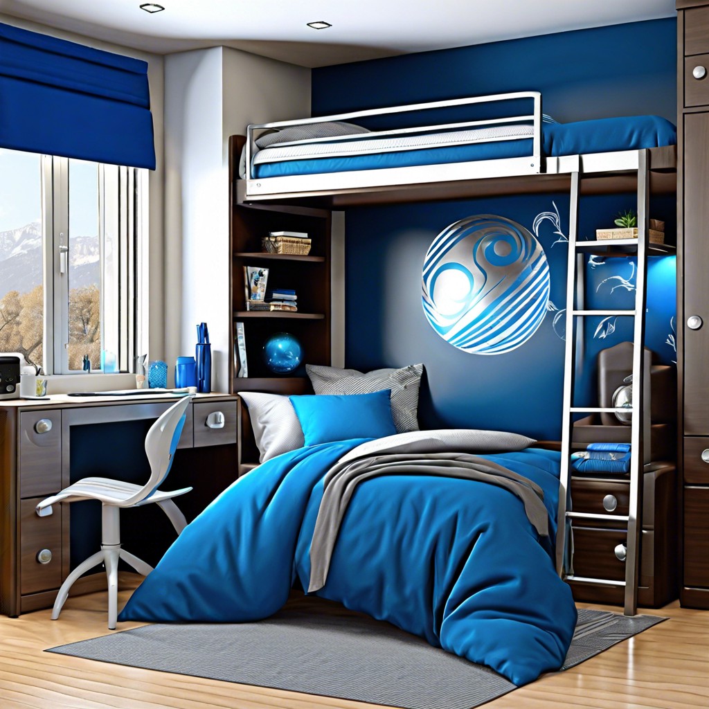 blue and silver wall decals