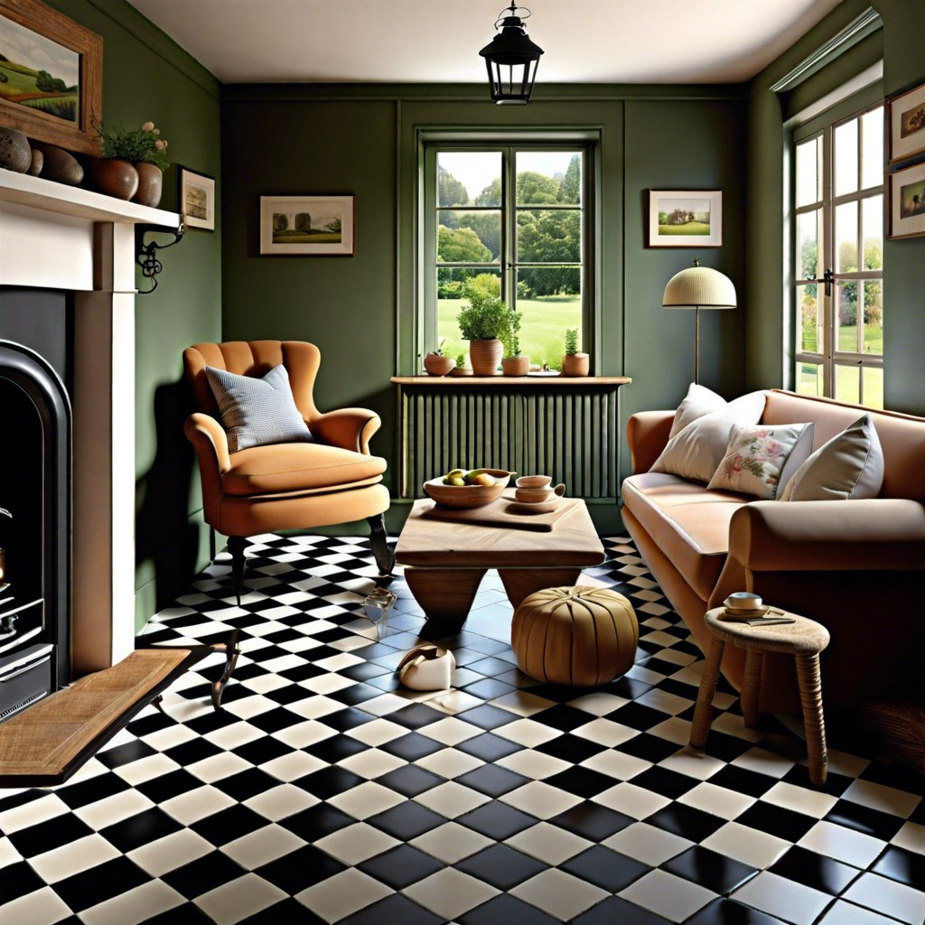 checkerboard floor tiles