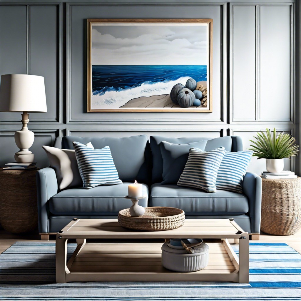 coastal vibes with shades of blue and nautical decor
