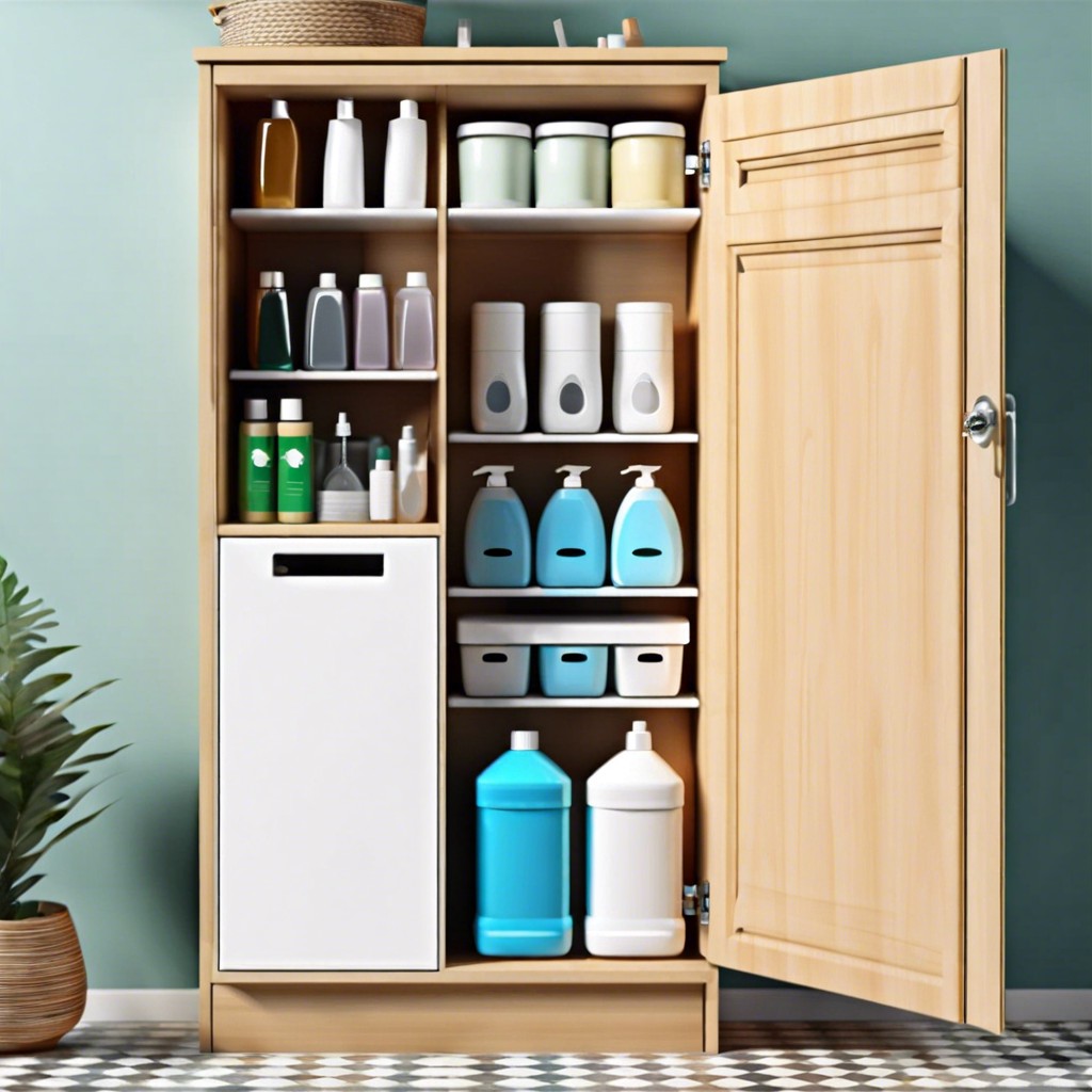 compact cleaning supplies cupboard