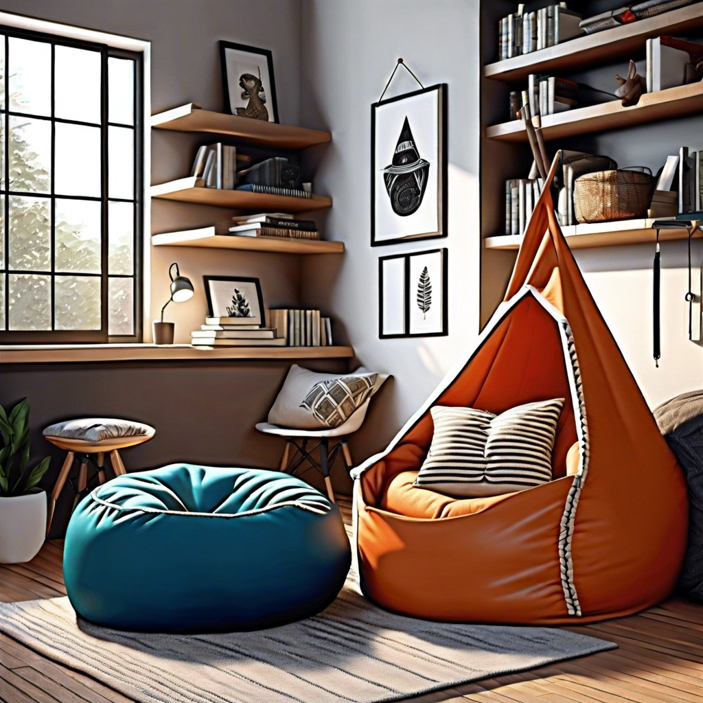 cozy reading nook with bean bags