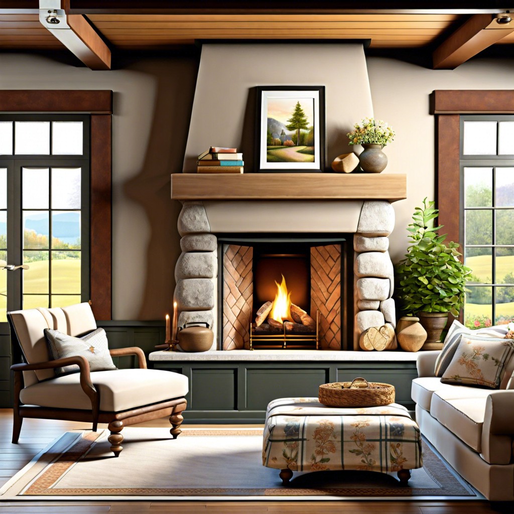 cozy stone fireplace