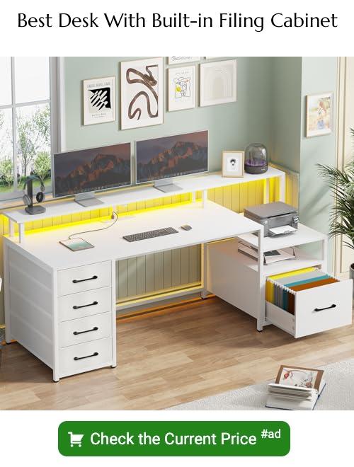 desk with built-in filing cabinet