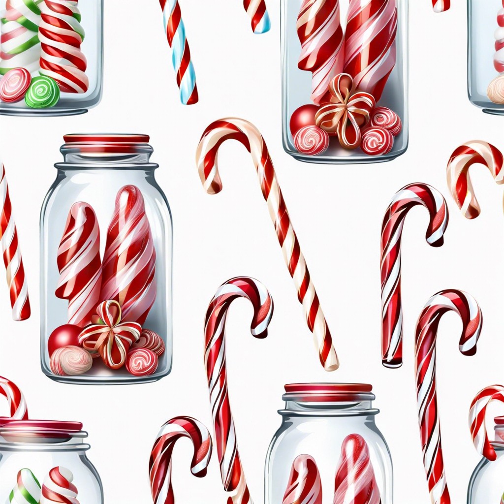 fill clear jars with candy canes