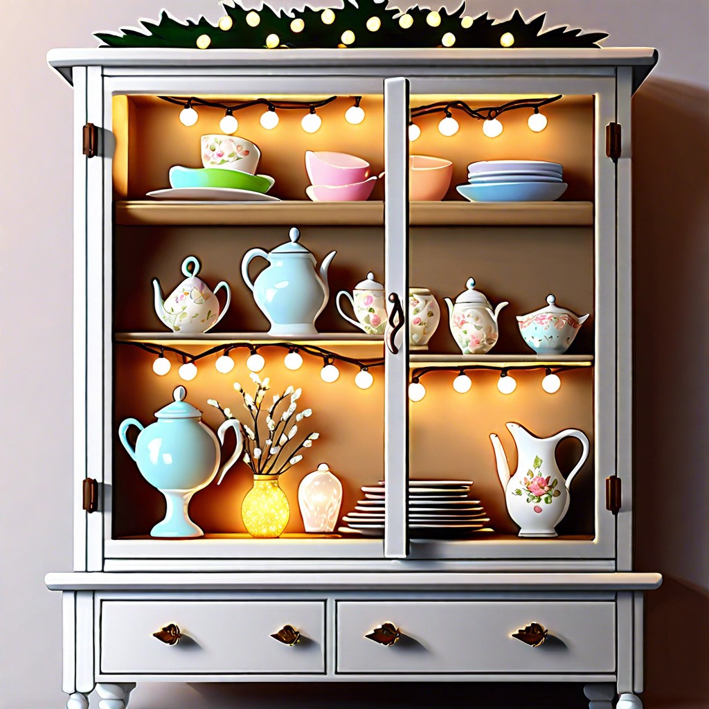 fill shelves with fairy lights