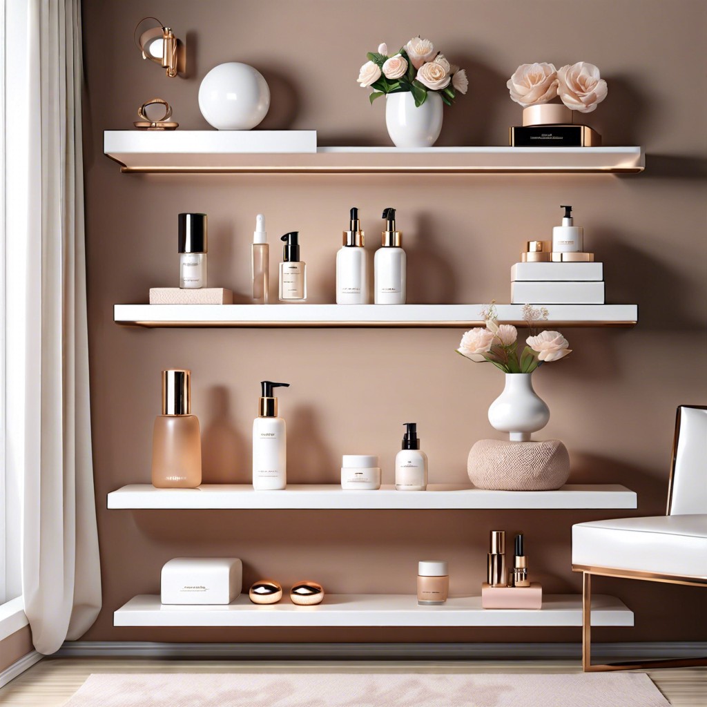 floating beauty shelves