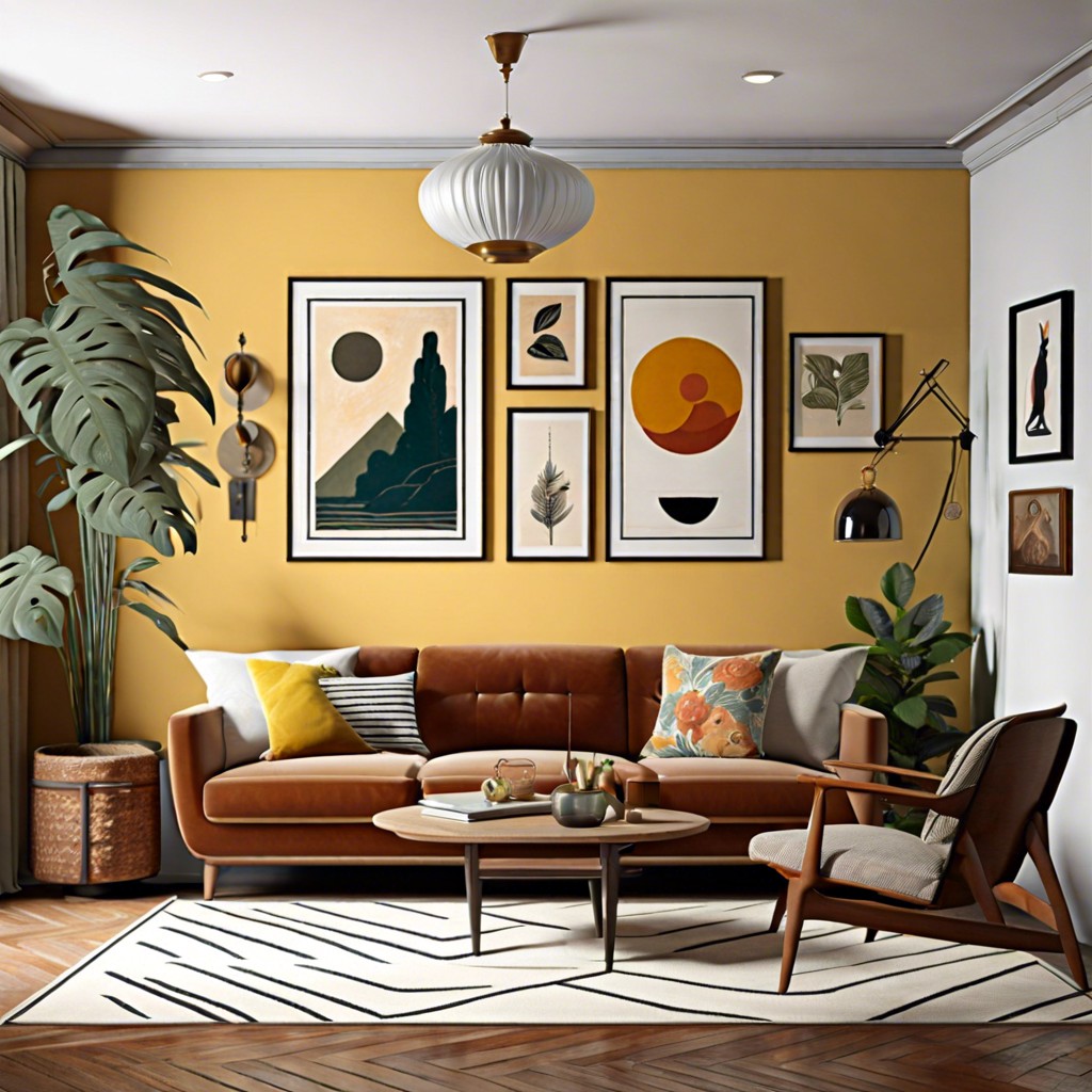 gallery wall with retro art