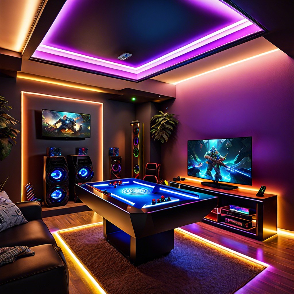gaming room with led lights