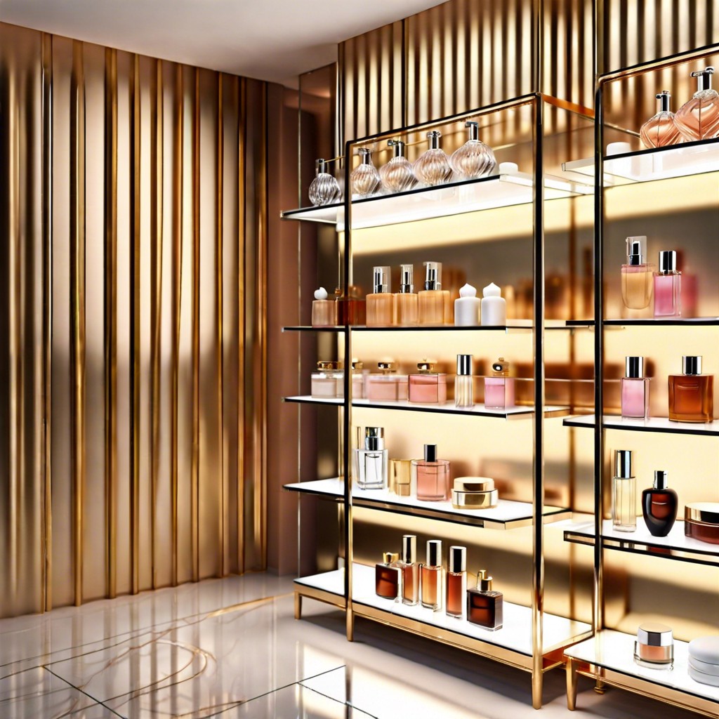 glass perfume display shelves
