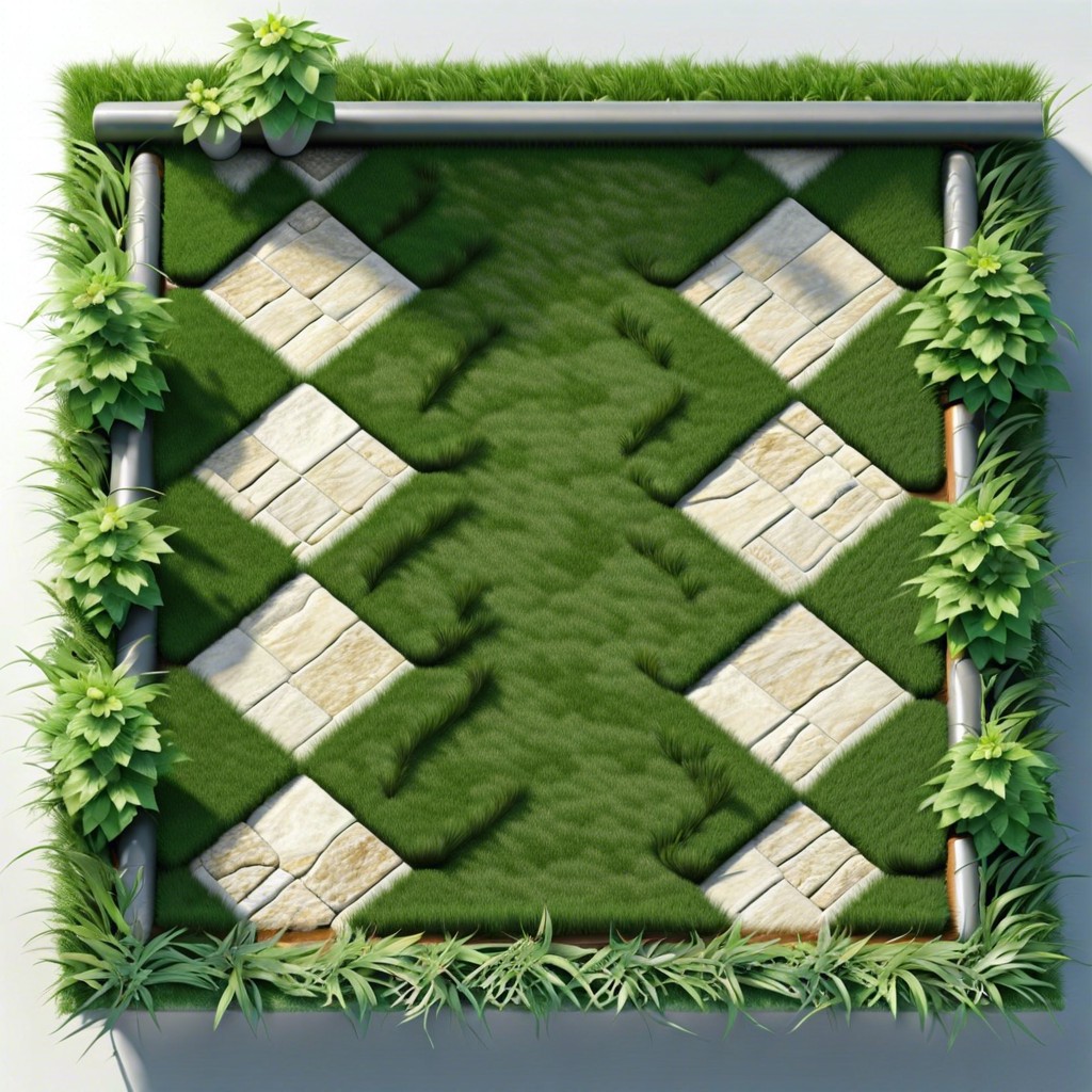 grass and stone chessboard pattern