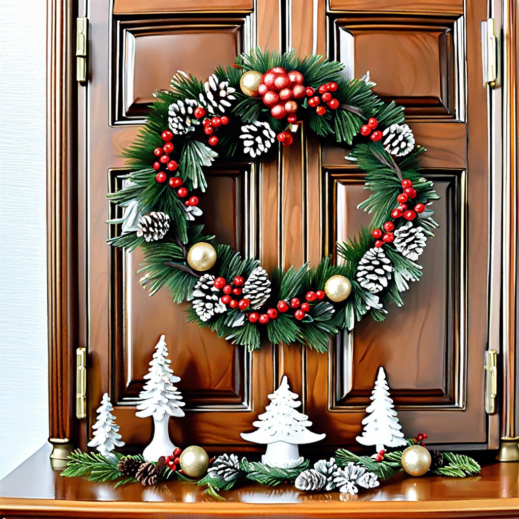 hang mini wreaths on each door