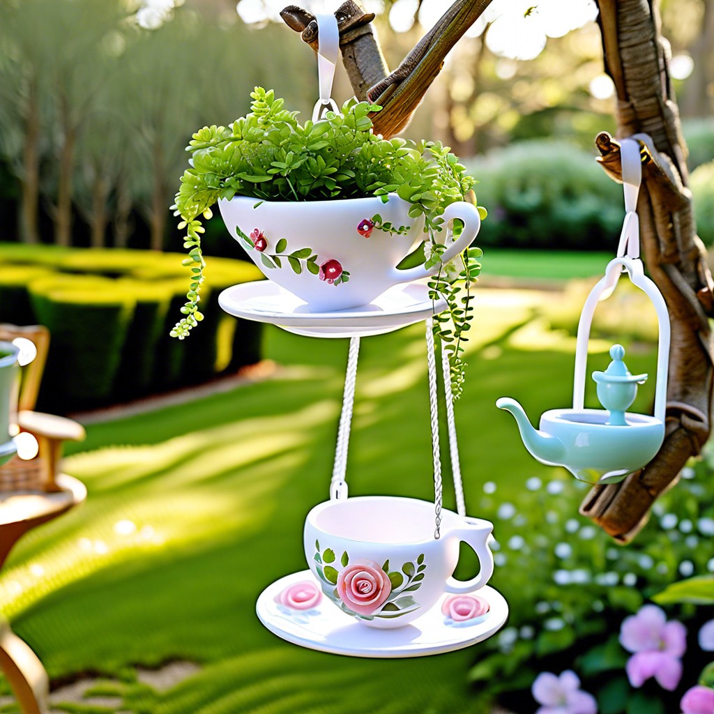 hanging teacup planters