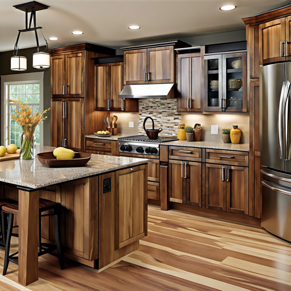 hickory cabinets and stainless steel appliances