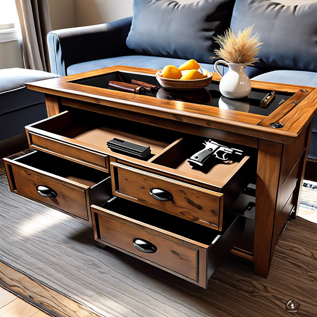 hidden drawer in a coffee table